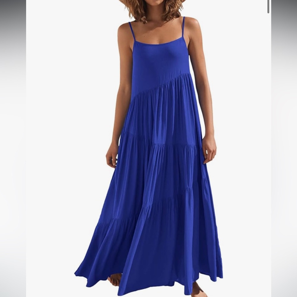 ANRABESS Women Summer Casual Loose Sleeveless Dress Spaghetti Strap Flowy Boho